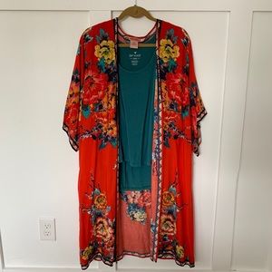 Flying Tomato Boho Red Floral Robe Kimono